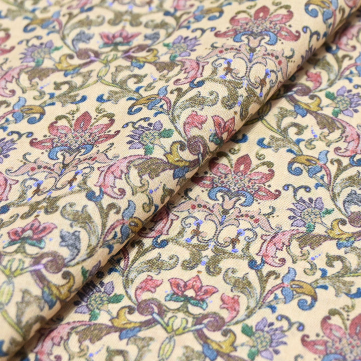 Pastel Cream Italian Lawn Print Fabric