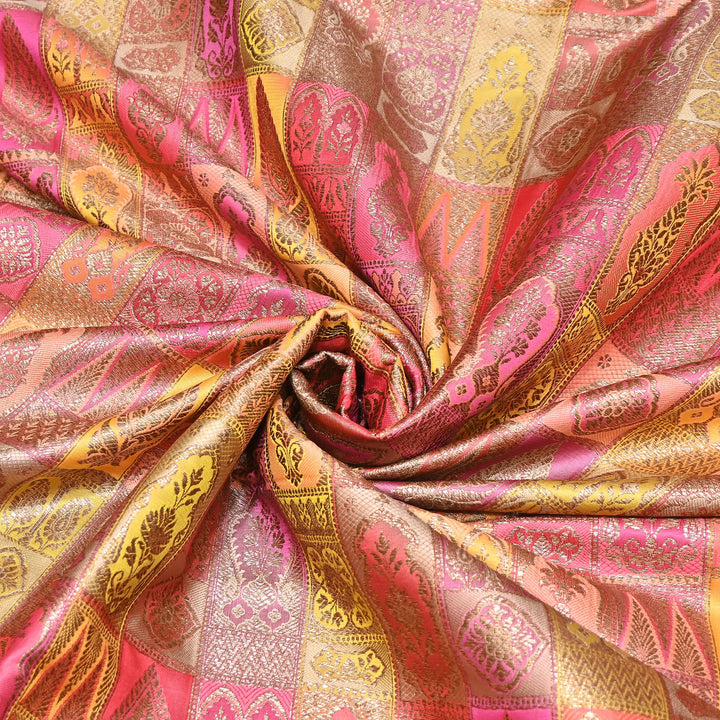 Multi Rangoli Brocade Fabric – Premium Zari Woven Designer Brocade Fabric 001006-A6