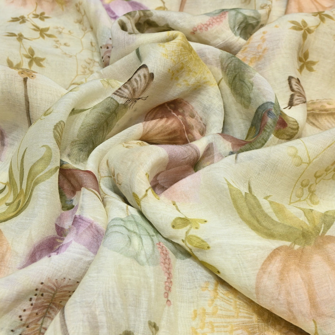 Mul Chanderi Digital Print Fabric - Soft Lightweight Designer Fabric GT0185-1c