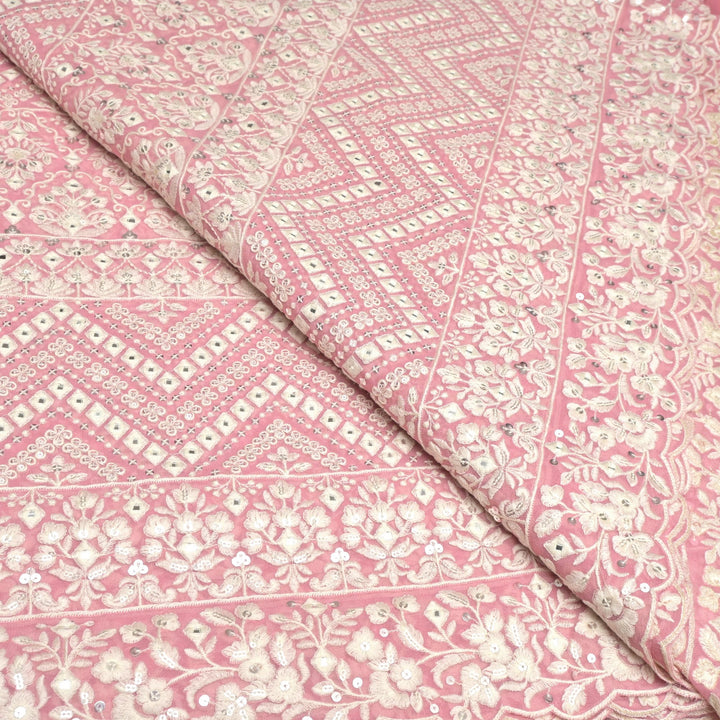 Viscose Georgette Mirror and Sequins Embroidery Fabrics