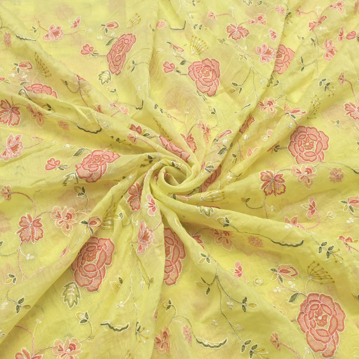 Chanderi Thread With Sequins Embroidery Fabrics