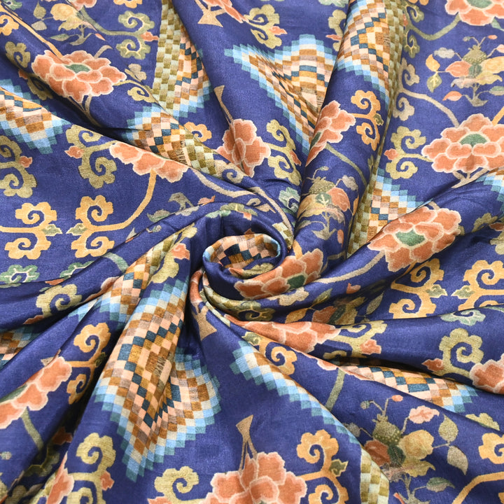 Multicolor Muslin Digital Print Fabric-KTP44-19