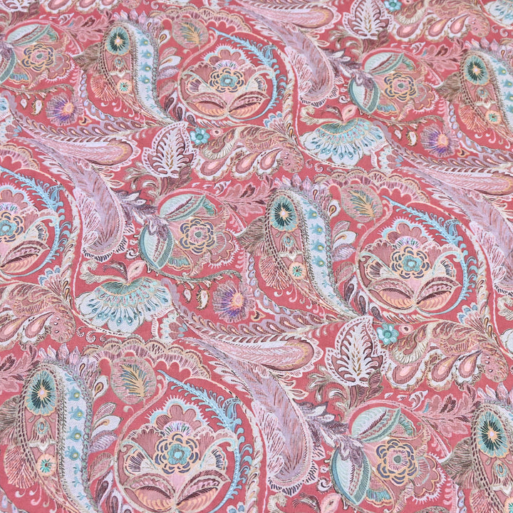 Red Italian Lawn Print Fabric