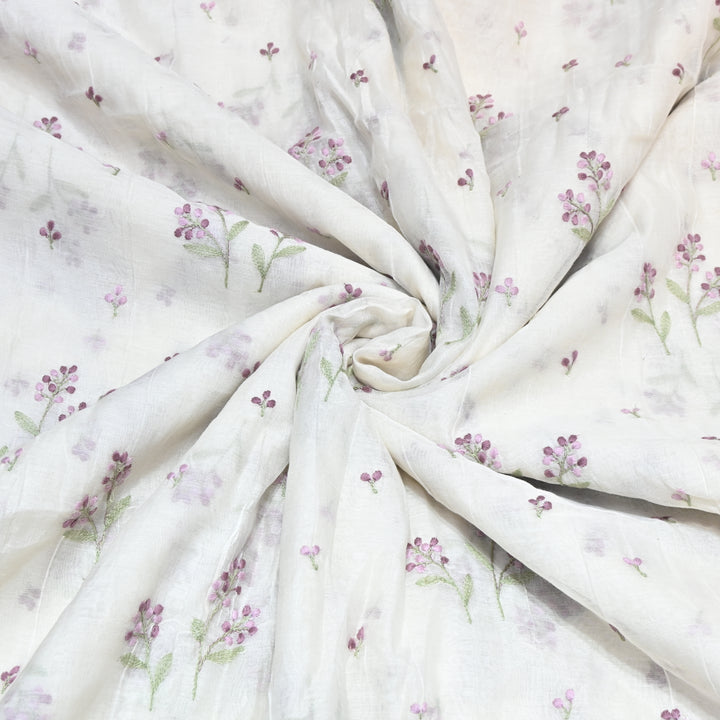 Dyeable Mul Chanderi Thread Embroidery Fabric – Soft Summer Designer Fabric-MF8212-6