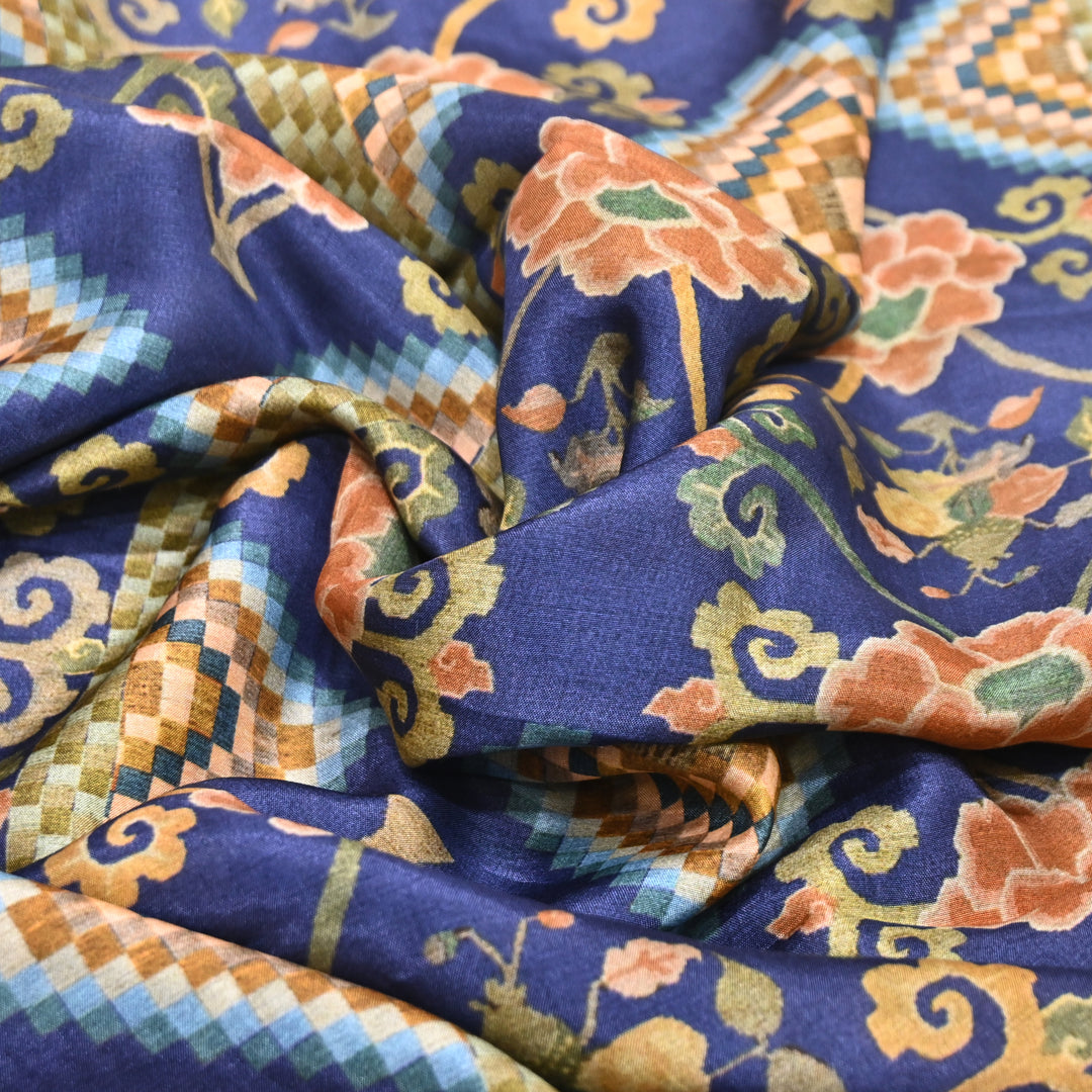 Multicolor Muslin Digital Print Fabric-KTP44-19