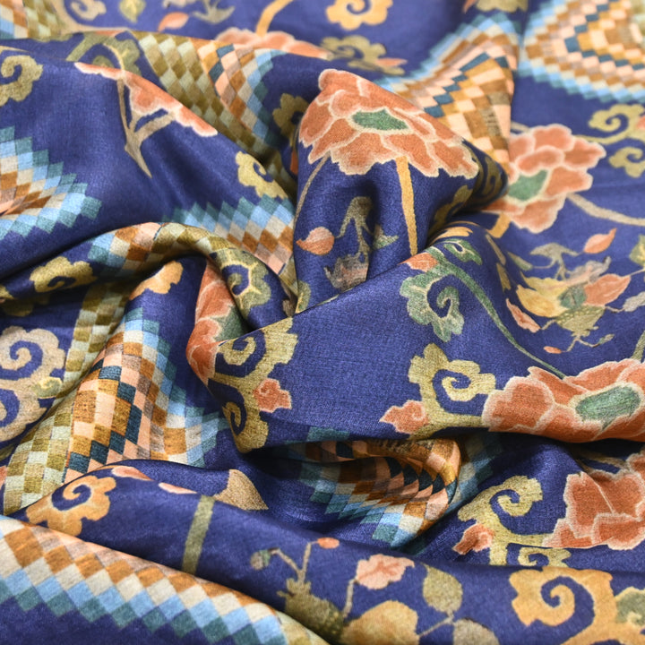 Multicolor Muslin Digital Print Fabric-KTP44-19