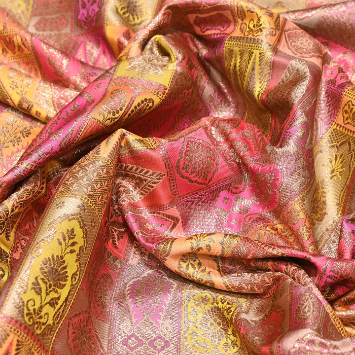 Multi Rangoli Brocade Fabric – Premium Zari Woven Designer Brocade Fabric 001006-A6