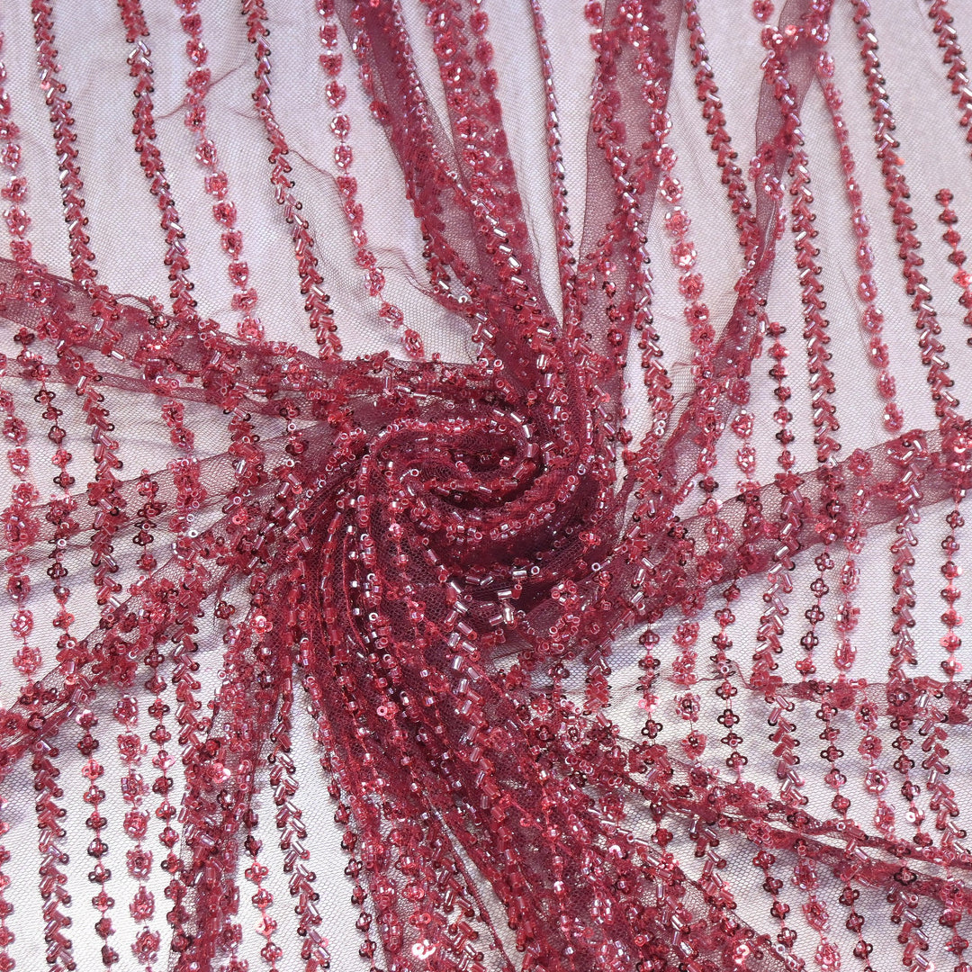 Premium Imported Beaded & Sequin Embroidery Net Fabric- 382747-02