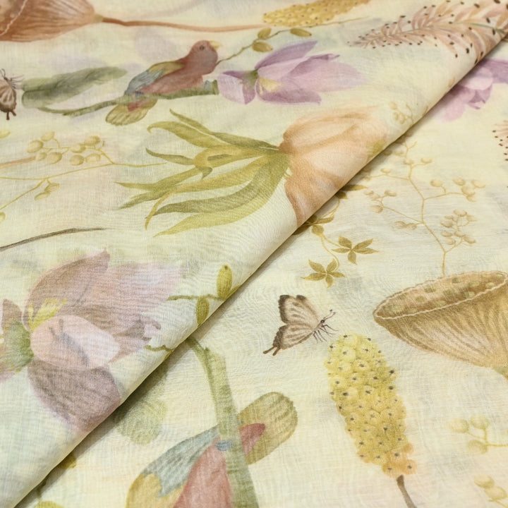 Mul Chanderi Digital Print Fabric - Soft Lightweight Designer Fabric GT0185-1c