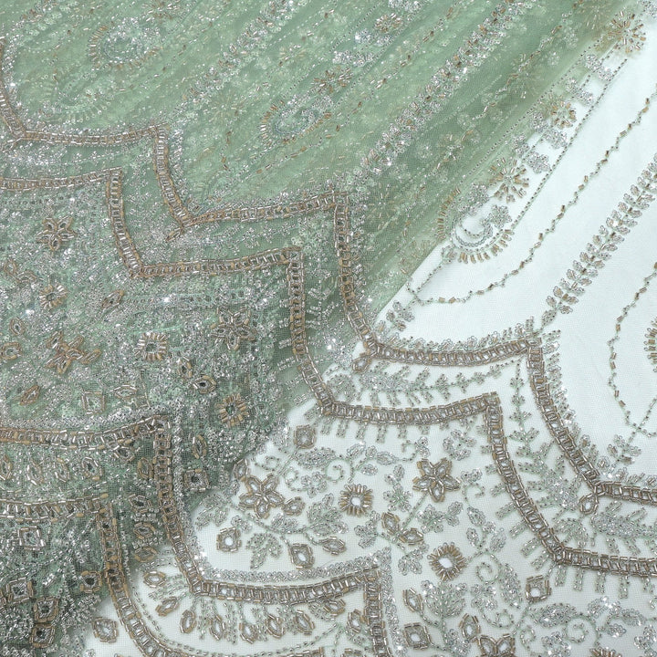 Imported Net Cutdana & Sequins Embroidery Fabric with Heavy Border