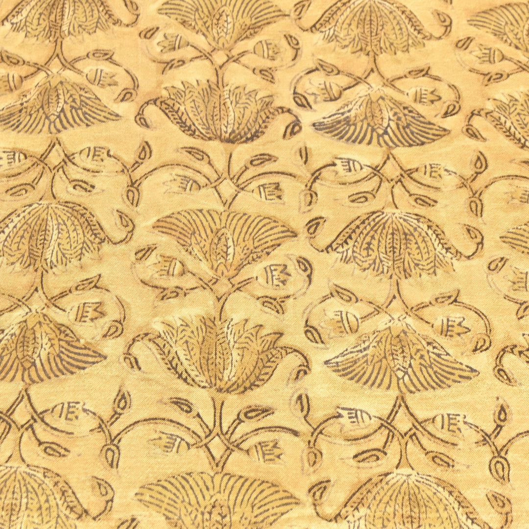Mushrum Satin Vanaspati Print Fabric– Soft Luxury Designer Printed Fabric KK1217-1D