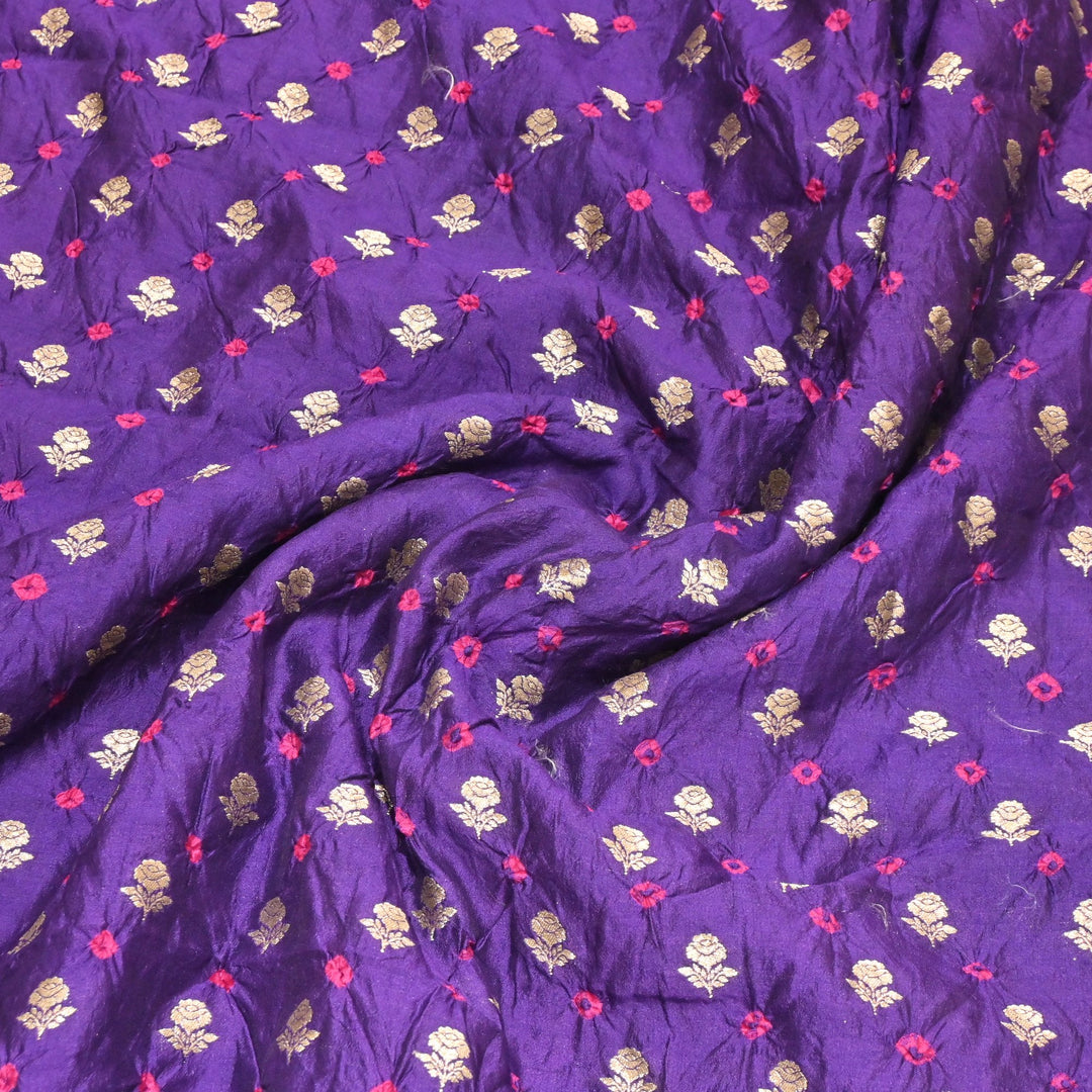 Pure Chiniya Silk Zari And Hand Bandhani Fabrics