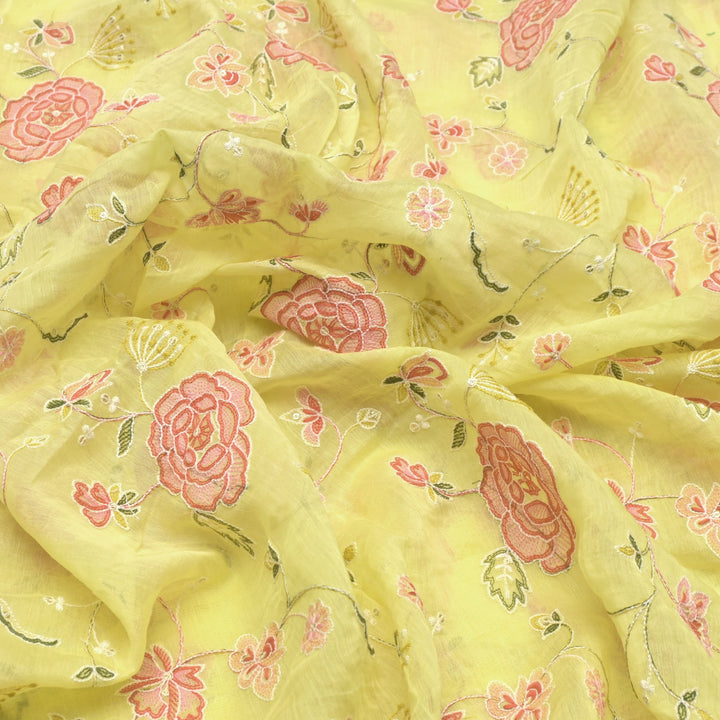 Chanderi Thread With Sequins Embroidery Fabrics