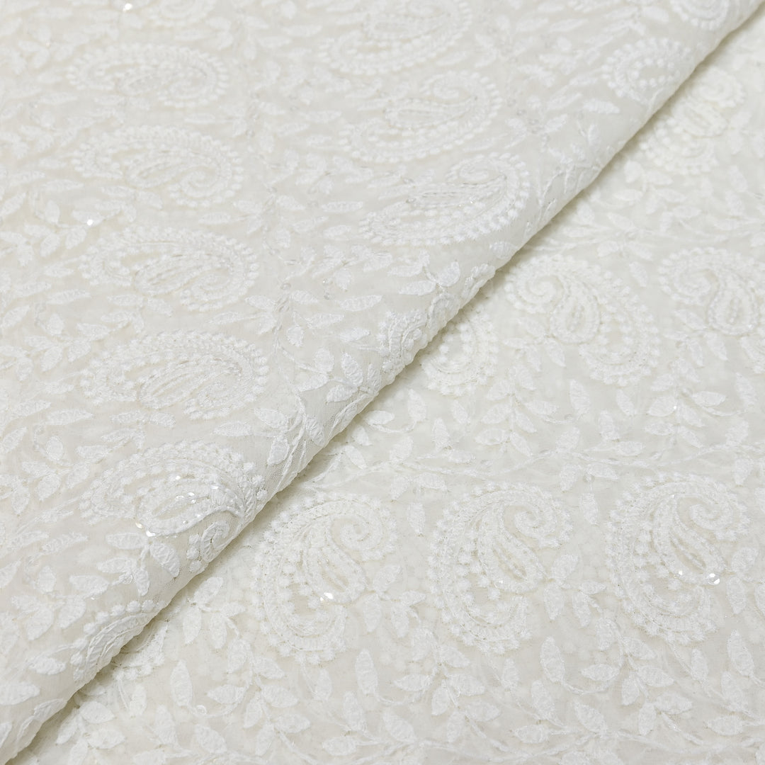 Georgette Thread & Sequins Embroidery Fabric – Elegant Designer Fabric - UT0345-2