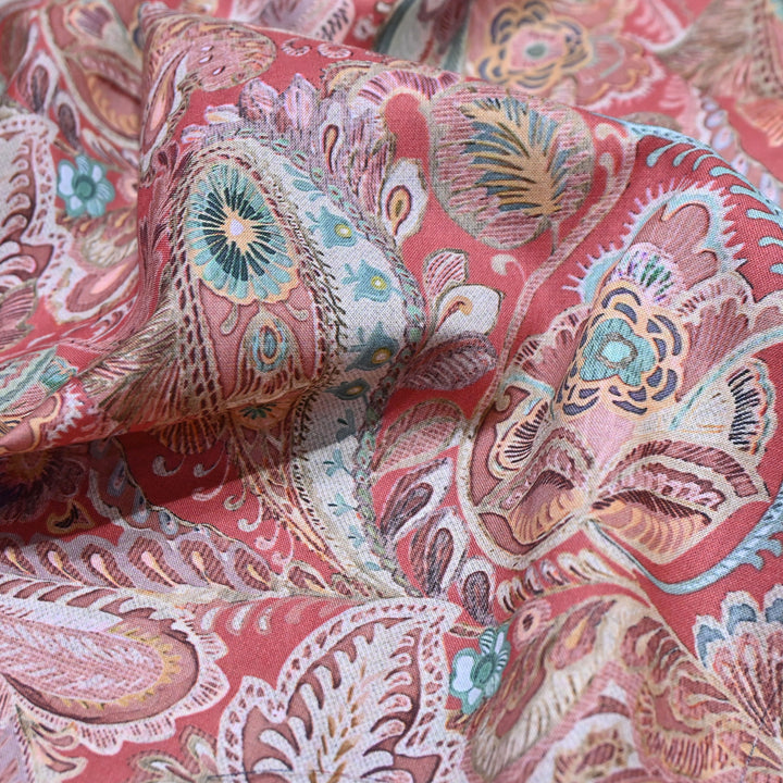 Red Italian Lawn Print Fabric