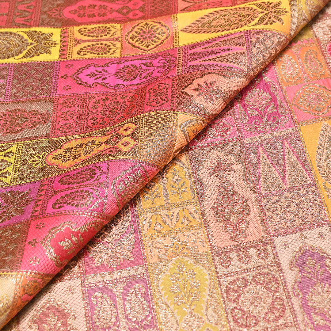 Multi Rangoli Brocade Fabric – Premium Zari Woven Designer Brocade Fabric 001006-A6