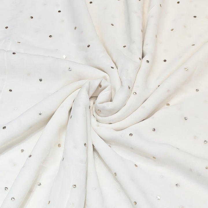 Dyeable Pure Silk Georgette Handwork Mukaish Fabric HA1080