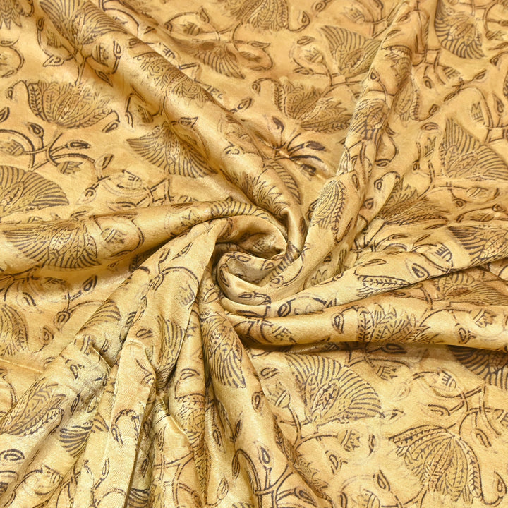 Mushrum Satin Vanaspati Print Fabric– Soft Luxury Designer Printed Fabric KK1217-1D
