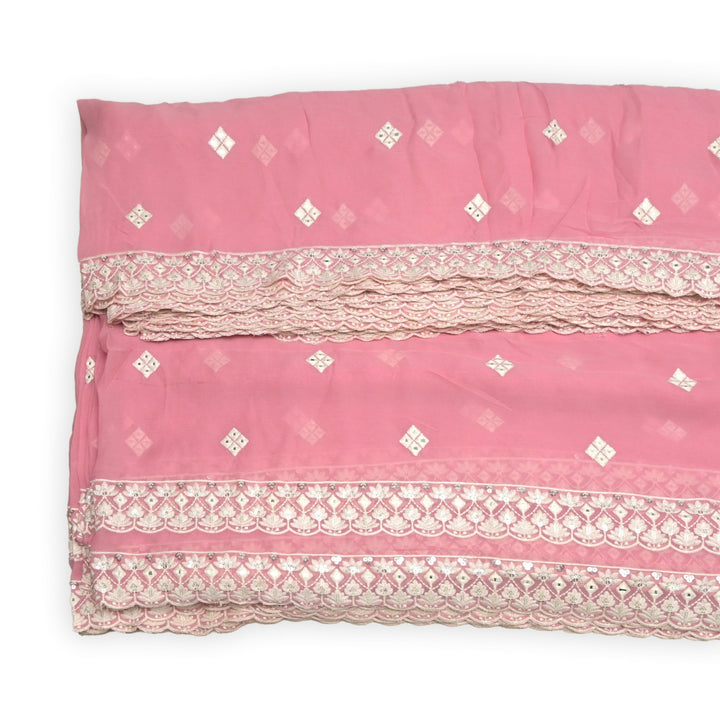 Viscose Georgette Mirror Embroidery Fabrics For Dupatta