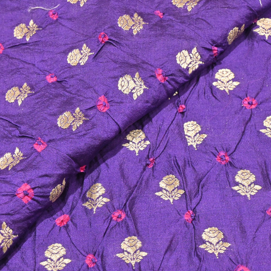 Pure Chiniya Silk Zari And Hand Bandhani Fabrics