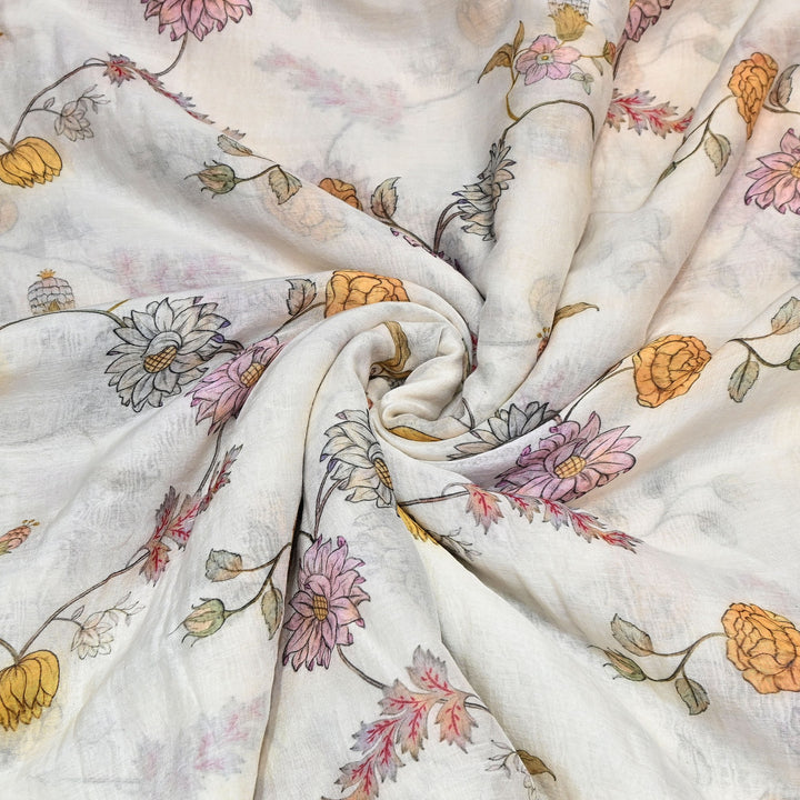 Premium Mul Chanderi Digital Print Fabric – Lightweight Chanderi Fabrics GT0185-5