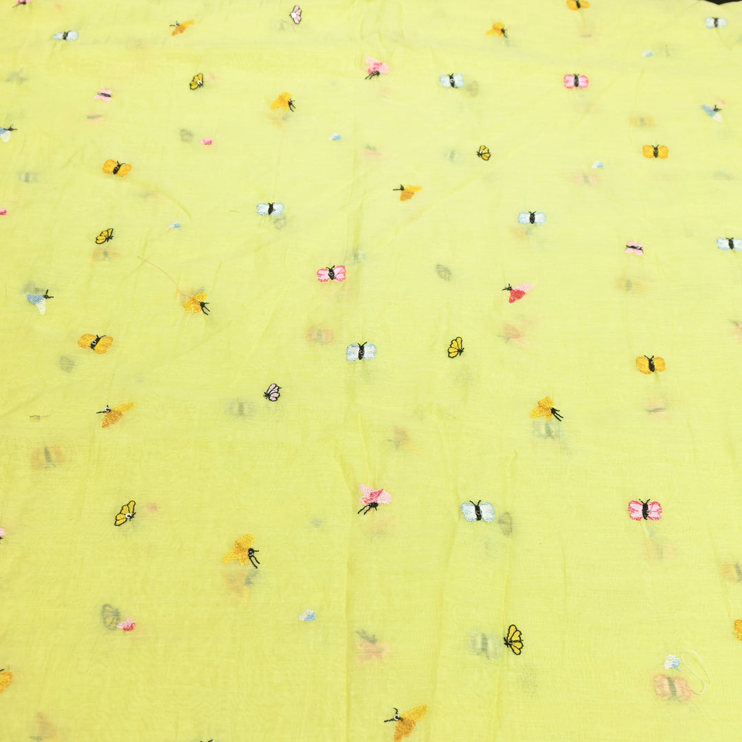 Mal Chanderi Thread Embroidery Fabric – Lightweight Elegant Designer Fabric- V2370C-01