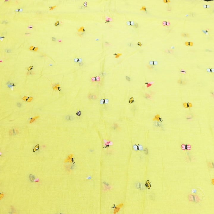 Mal Chanderi Thread Embroidery Fabric – Lightweight Elegant Designer Fabric- V2370C-01