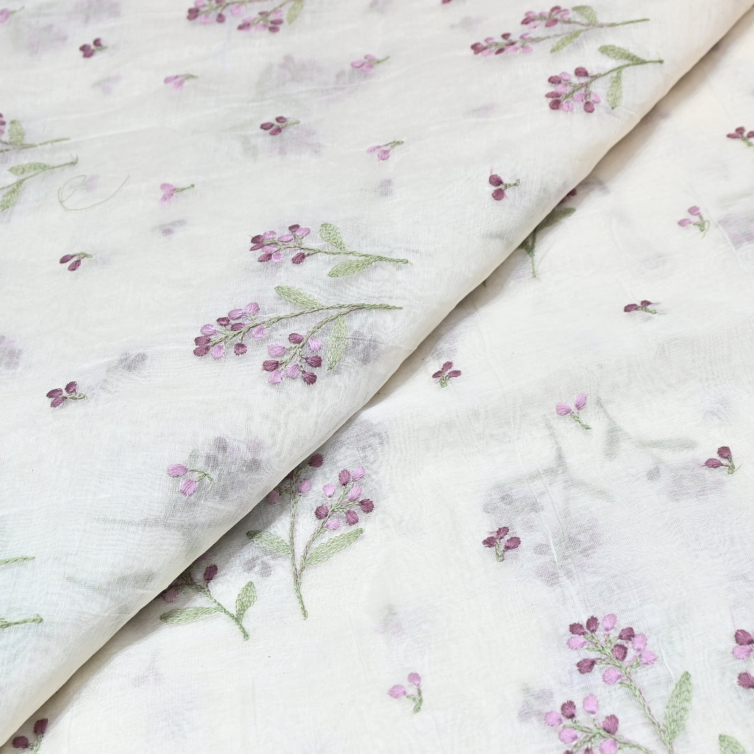 Dyeable Mul Chanderi Thread Embroidery Fabric – Soft Summer Designer Fabric-MF8212-6