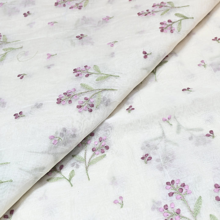 Dyeable Mul Chanderi Thread Embroidery Fabric – Soft Summer Designer Fabric-MF8212-6