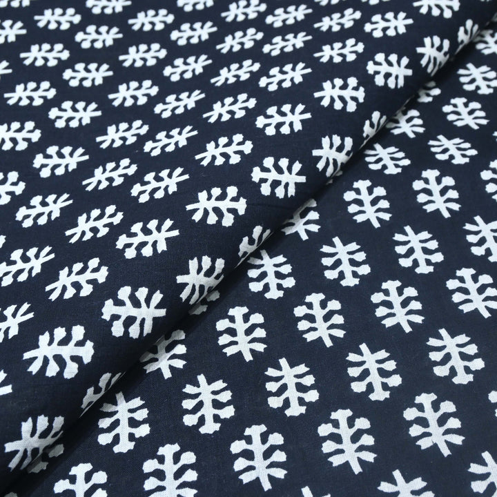 Ink Black Cotton Printed Fabric
