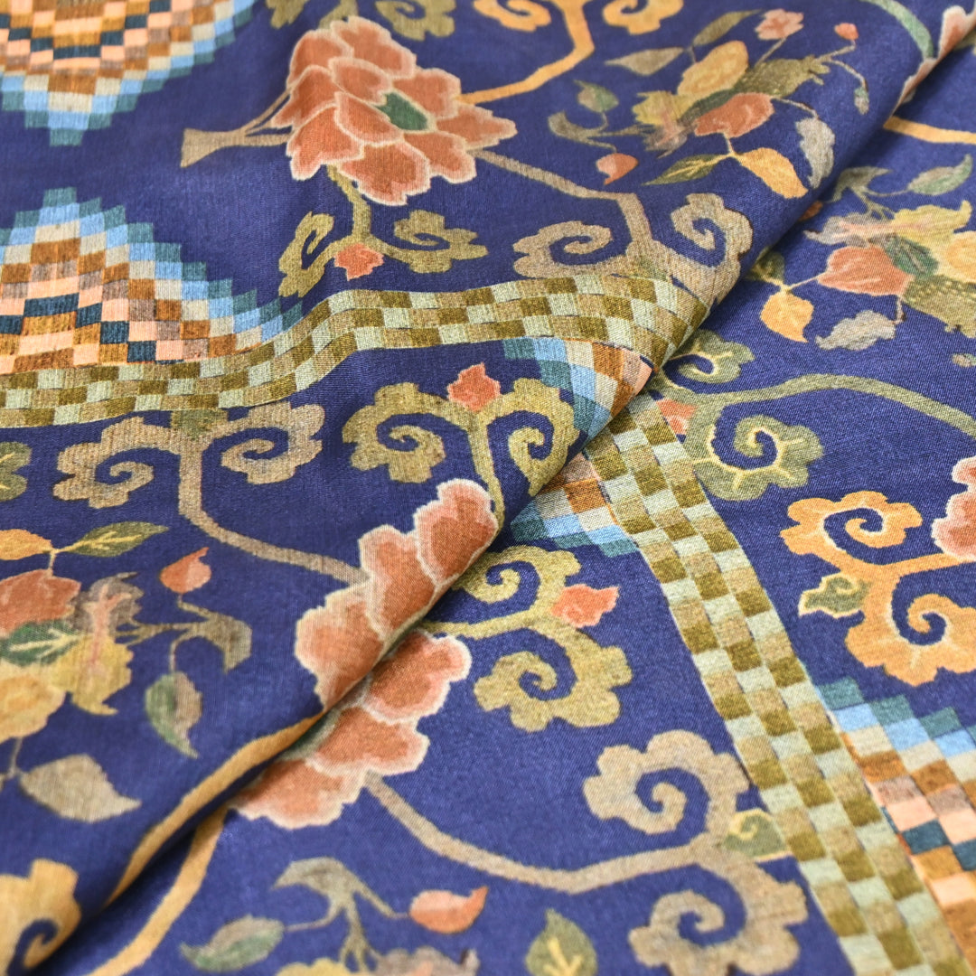 Multicolor Muslin Digital Print Fabric-KTP44-19