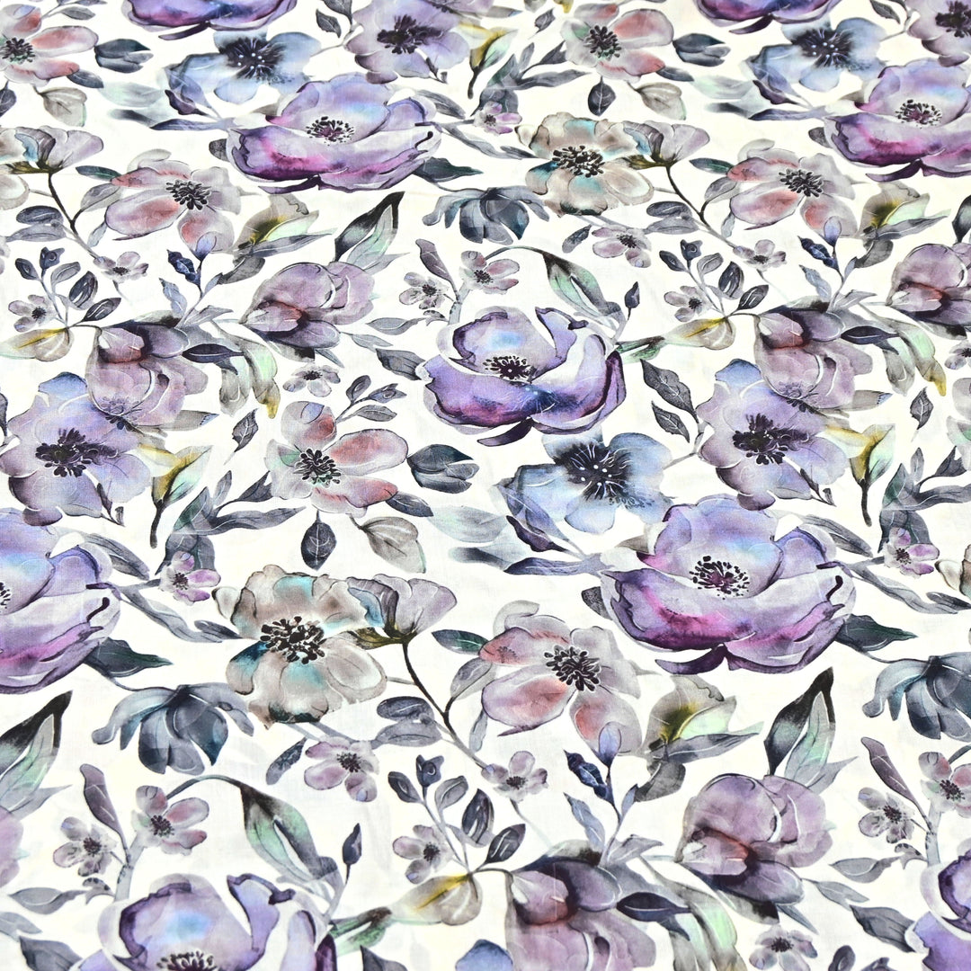 White Omura Cotton Floral Bloom Print