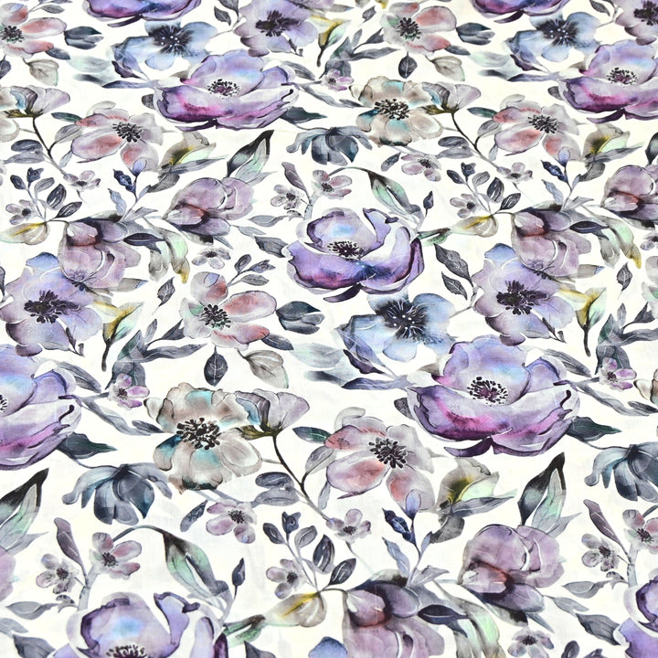 White Omura Cotton Floral Bloom Print