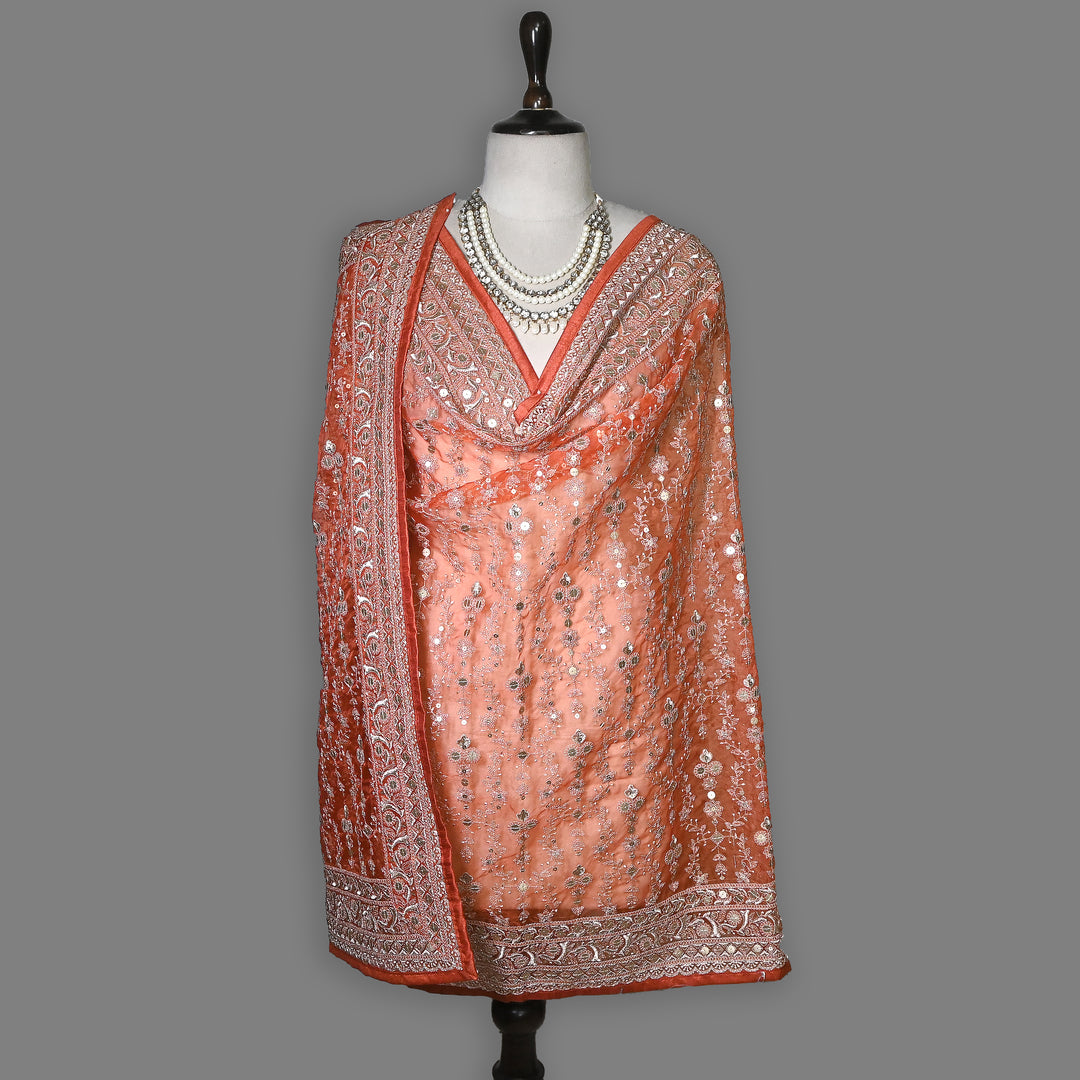 Organza Sequence & Zari Dupatta – Elegant Ethnic Dupatta for Women- RV2210-02