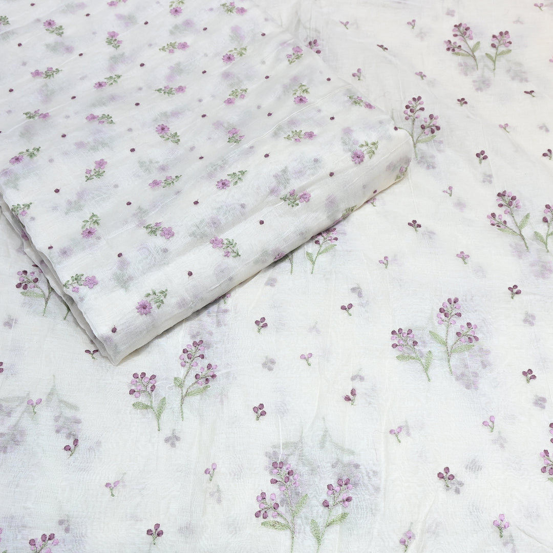 Dyeable Mul Chanderi Thread Embroidery Fabric – Soft Summer Designer Fabric-MF8212-6