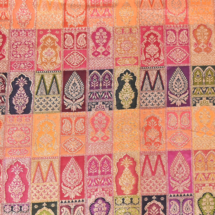 Multi Rangoli Brocade Fabric – Premium Zari Woven Designer Brocade Fabric 001006-A5