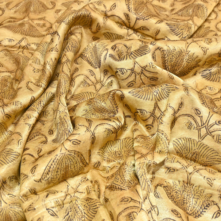 Mushrum Satin Vanaspati Print Fabric– Soft Luxury Designer Printed Fabric KK1217-1D