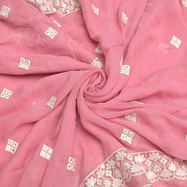 Viscose Georgette Mirror Embroidery Fabrics For Dupatta