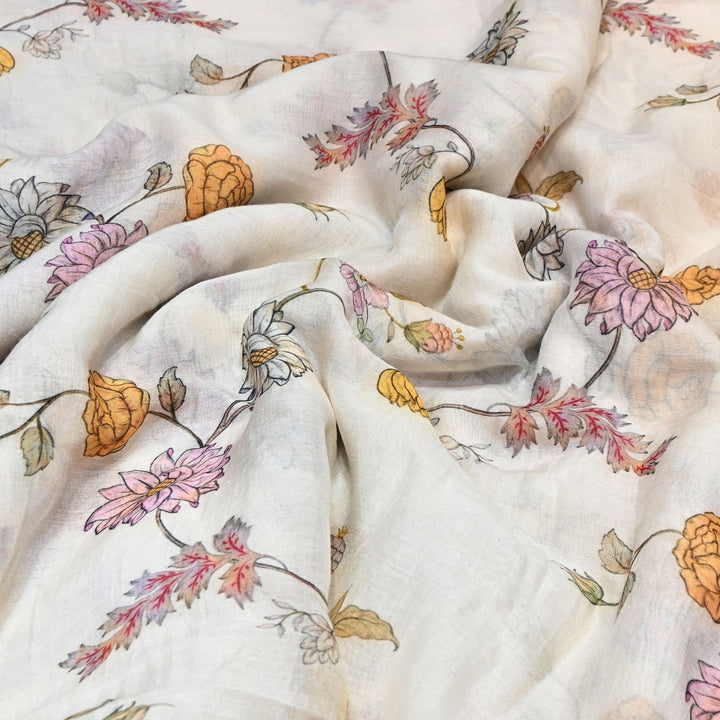 Premium Mul Chanderi Digital Print Fabric – Lightweight Chanderi Fabrics GT0185-5