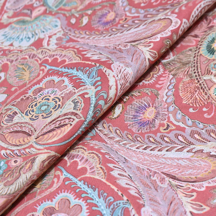 Red Italian Lawn Print Fabric