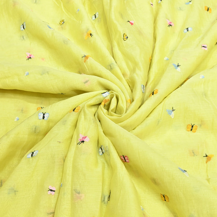 Mal Chanderi Thread Embroidery Fabric – Lightweight Elegant Designer Fabric- V2370C-01
