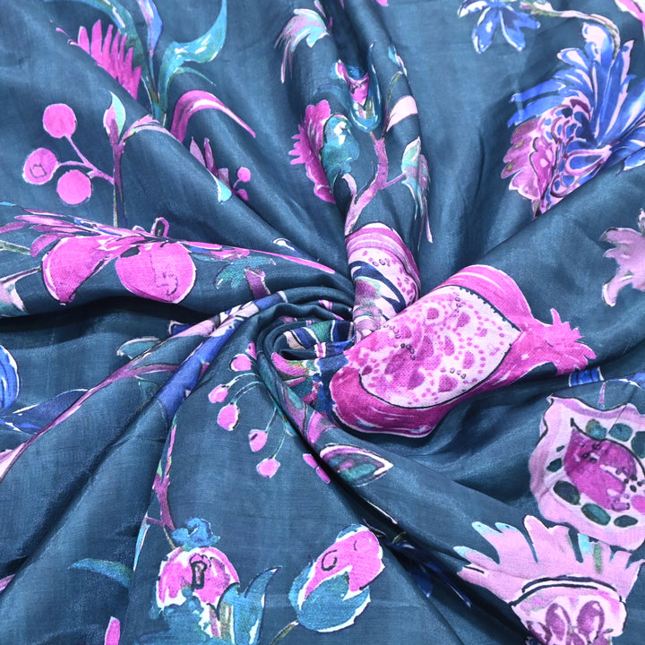 Multicolor Muslin Digital Print Fabric-KTP44-20