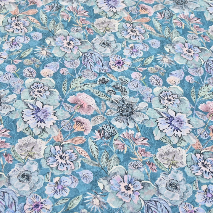 Multicolor Cotton Linen Digital Print Fabric- Soft Breathable Designer Fabric-RT0132-13