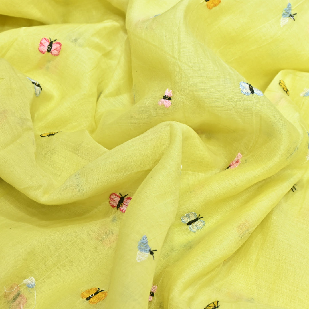 Mal Chanderi Thread Embroidery Fabric – Lightweight Elegant Designer Fabric- V2370C-01