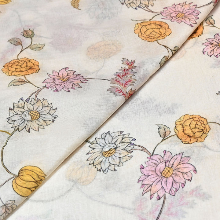 Premium Mul Chanderi Digital Print Fabric – Lightweight Chanderi Fabrics GT0185-5