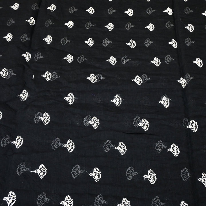 Cotton Chanderi Thread With Sequins Embroidery Fabric