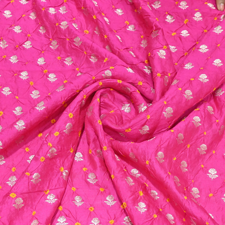 Pure Chiniya Silk Zari And Hand Bandhani Fabrics