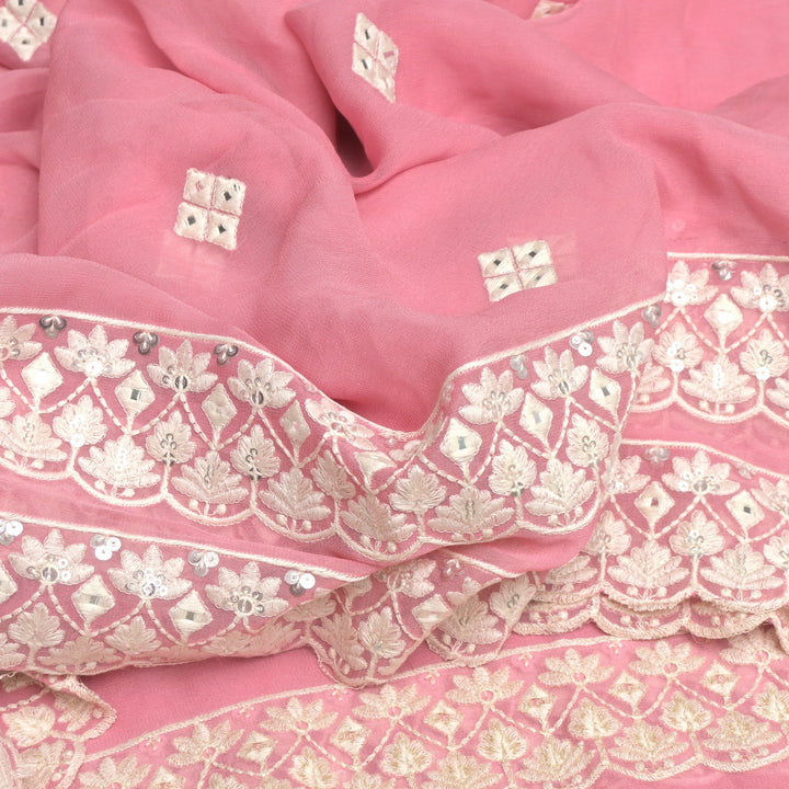 Viscose Georgette Mirror Embroidery Fabrics For Dupatta