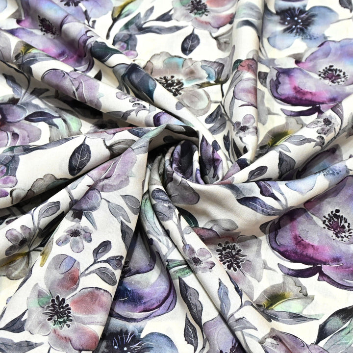 White Omura Cotton Floral Bloom Print