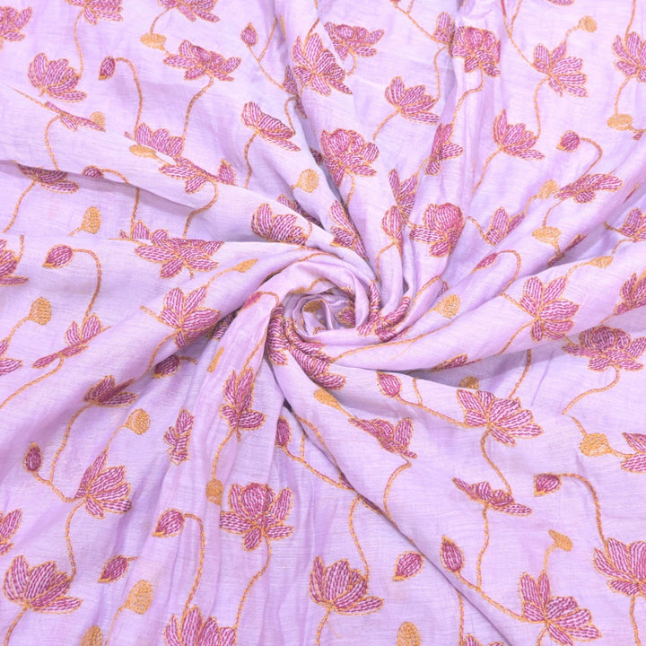 Dyed Mul Chanderi Thread Embroidery Fabrics